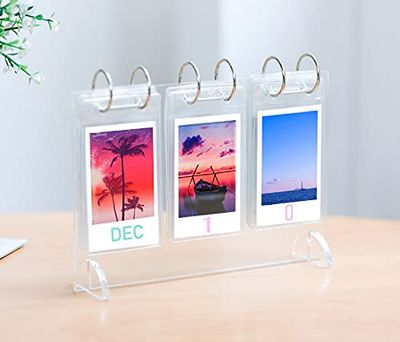 WINKINE Instax Mini Photo Album 2x3, 52 Pockets Acrylic Desk Calendar Style Photo Album for Fujifilm Instax Mini 7s 8 8+ 9 25 26 50s 70 90 Film, Polaroid Z2300, Instant Camera(Clear)