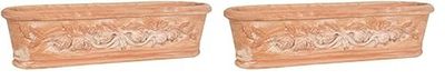 Biscottini vaso terracotta 66x22x17 cm | Vaso piccolo da esterno Made in Italy | Vasi da esterno in terracotta (Confezione da 2)