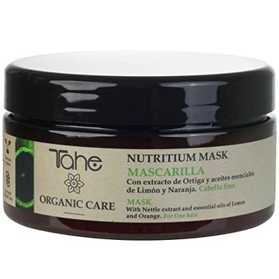Tahe Organic Care Masque Capillaire Nutritium pour Cheveux Fins avec extrait d’ortie et huiles essentielles de citron, Orange (300 ml)