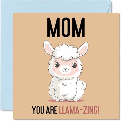 Birthday Cards for Mom - Llama-Zing - Funny Happy Birthday Card for Mom from Son Daughter, Mother’s Day Card for Mother, 145mm x 145mm Joke Greeting Cards for Women Her