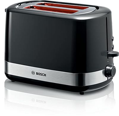 Bosch Elettrodomestici, Tostapane compatto, TAT6A513, con funzione scongelamento/riscaldamento, 800 W, colore: Nero