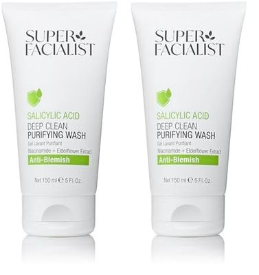 Super Facialist - Salicylic Acid Anti Blemish Purifying Cleansing Wash with Niacinamide (Vitamin B3), Face Cleanser & Face Wash for Clean and Clear Skin & Treat Acne, 150ml (Pack of 2)