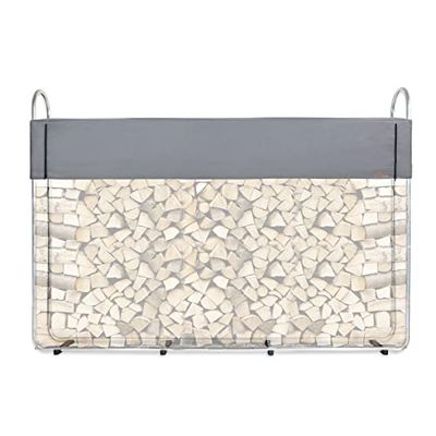 CCLIFE Leñero Exterior, Leñeras de Exterior Grande Jardin Metalico Metal Interior Leneros Soporte Para Guardar Leña Exterior con Funda Impermeable Adecuado para Leña de 30-40 cm
