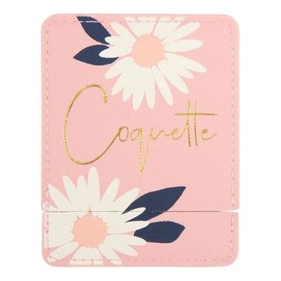 DRAEGER PARIS 1886 - Miroir de Poche Coquette avec Étui Rose à Fleurs - Miroir Carré Maquillage Portable Cadeau Personnalisé - Format Compact 9x7cm - Idéal Maison, Voyage & Bonne Humeur