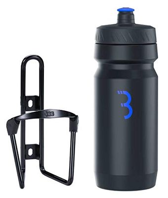 BBB Cycling Waterfles en houder Combinatie Universele fietsflessenhouder voor racefiets en MTB Lichtgewicht Aluminium FuelTank en CompTank BBC-03C Zwart/Zwart-Blauw