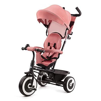Kinderkraft Aston Tricycle Bébé Évolutif, Draisienne , Trike Bebe, Velo Poussette Enfant 5 Ans, De 9 Mois, Compact, Accessoires Pratiques, Capote Pliante, Rosa