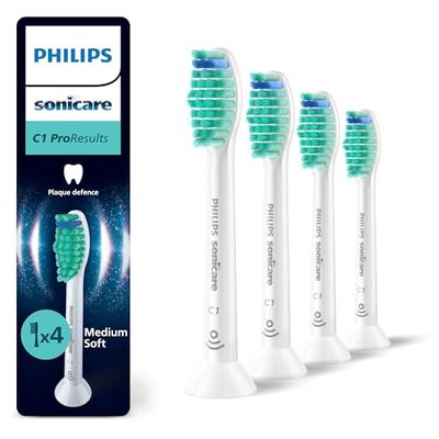 PHILIPS Sonicare C1 ProResults, testine di ricambio originali, bianco, confezione da 4, HX6014/87