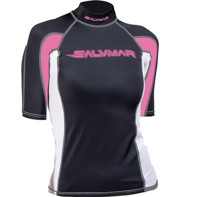 Salvimar Oasi Rash Guard Short SL Woman, elastisch beschermshirt voor dames, korte mouwen, van stof, met uv-bescherming (UPF) +50
