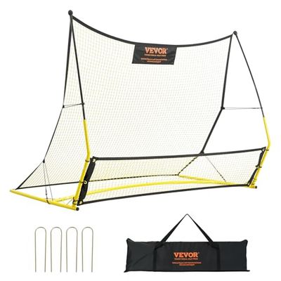 VEVOR Rete da Calcio Rimbalzo 183x130 cm Rete da Calcio Rimbalzo per Allenamento 2 in 1 Tubo in Ferro con Borsa Portatile per Allenamento Sportivo, Rete da Calcio Pieghevole per Allenamento Sportivo