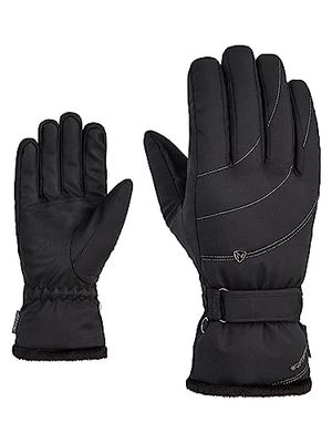 Ziener KAHLI Guanti da sci da donna, per sport invernali, Primaloft, fodera in peluche, nero, 7,5