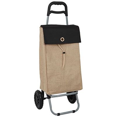 Laroom Shopping Cart with Pocket Design nature37 Litres, Jute, brown, 35 x 28 x 92 cm