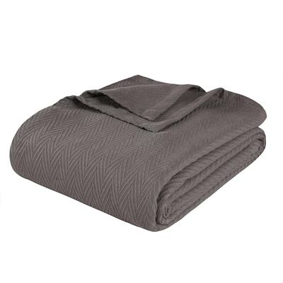 Superior 100% Cotton Blanket Oversized Throw, Woven Blanket for Couch, Bed, Bedding, Farmhouse, Home Essentials, Cute and Cozy Bohemian Blankets, Herringbone Weave, Twin, Charcoal