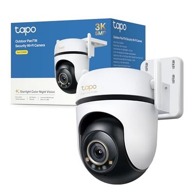 Tapo C530WS Telecamera Wi-Fi Esterno 3K 5MP, 360° Visuale, Visione Notturna a Colori Starlight, Rilevamento AI, IP66, Wi-Fi o Ethernet, Allarme Sonoro e Luminoso, Supporta MicroSD fino a 512 GB
