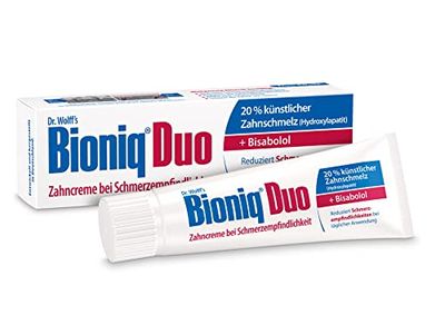 Bioniq® Dentifricio Duo – 1 x 75 ml – Protezione per denti sensibili al dolore | Dentifricio riparazione con smalto artificiale | Rigenera le gengive | Senza fluoruro