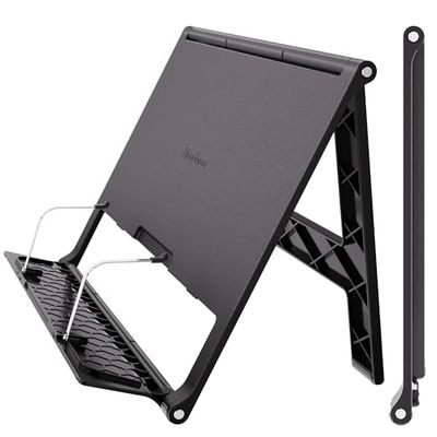 Readaeer - Soporte portátil de plástico para libros, plegable, ángulo libre, ajustable, hecho de plástico ABS ultraligero y resistente, soporte multifuncional para libros de texto grueso, plegable y