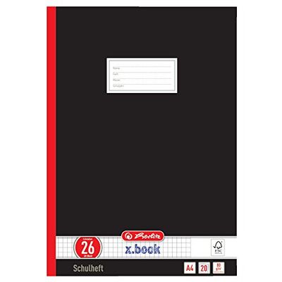 Herlitz 331223 Cahier A4 Carreaux/marge/L.26 40 p Noir Lot de 10 (Import Allemagne)