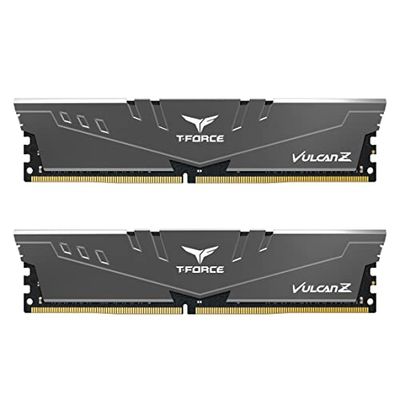 TEAMGROUP Team T-Force Vulcan Z DDR4 Gaming Memory, 2 x 16 GB, 3200 Mhz, 288 Pin DIMM, Grey