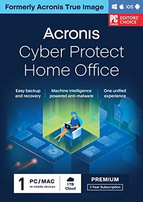 Acronis Cyber Protect Home Office 2023 | Premium | 1000 GB di Cloud Storage | 1 PC/Mac | 1 Anno | Windows/Mac/Android/iOS | Codice d'attivazione via posta