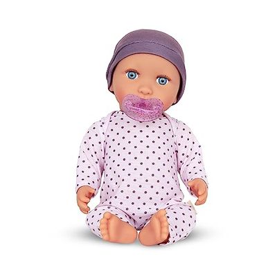 LullaBaby – 14-inch Realistic Baby Doll – Fair Skin Tone & Blue Eyes – Soft Body & Removable Outfit – Hat & Pacifier Accessory – Toys For Kids Ages 2 & Up – Baby Doll – Lilac Polka Dot Pajama