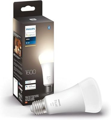 Philips Hue White Lampadina Smart LED, Attacco E27, 15.5 W, Luce Bianca o Colorata, Dimmerabile, Controllo con Bluetooth e Hue App, Funziona con Alexa, Google Assistant e Apple HomeKit