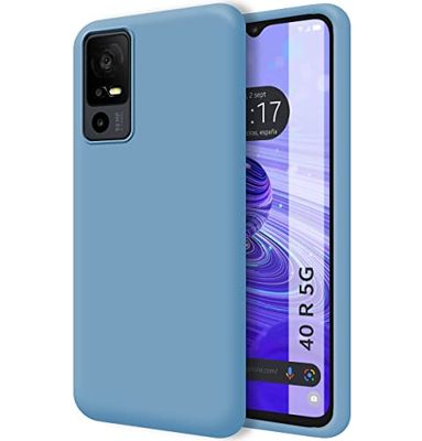 Tumundosmartphone Cover Silicone Liquido Ultra Morbida per Tcl 40 R 5G Colore Azzurro