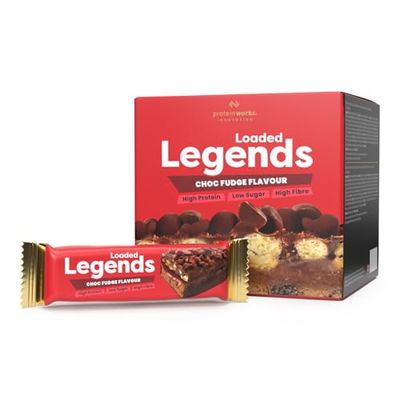 THE PROTEIN WORKS - Barres de légende chargées | 14g de protéines | 12 paquets x 47 g | Faible teneur en sucre| Fondant au chocolat
