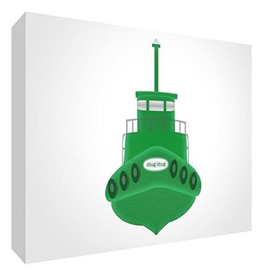 Feel Good Art BOAT-A5BLK-21R-ES - Bloque decorativo recuerdo del bebé, diseño barco, 14.8 x 21 x 2 cm, color verde/blanco