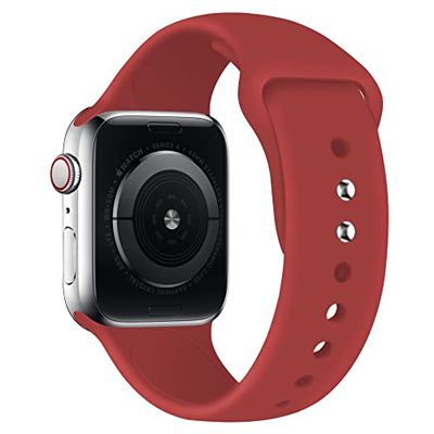 HiClothbo Compatibel met Apple Watch Band 38/40/41 mm, zachte siliconen armband, reservearmband voor iWatch Series 8 SE 7 6 5 4 3 2 1, rood, rood, 38/40/41mm