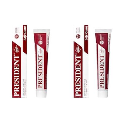 President DENTIFRICIO ACTIVE ad Attività Gengivale. Per gengive irritate, infiammate e parodontite. Azione sanitizzante astringente. RDA 50-50 ml (Confezione da 2)