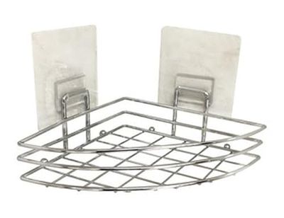 Cesta esquinera reutilizable de plástico resistente con diseño optimizado, ideal para maximizar espacio en cocinas y baños.