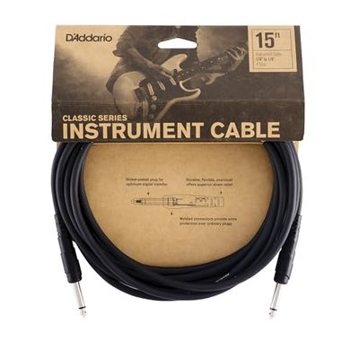 Câble de guitare D'Addario - Série Classic - Câble d'instrument - 4.572 Mètres - Extrémité Droite - 1-Pack