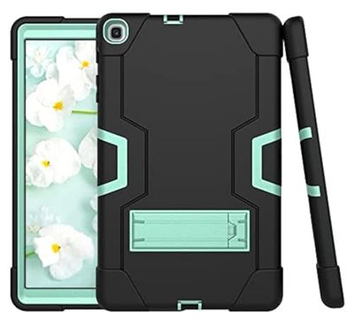 Samsung Tab A8 10.5 x200/x205 (2021) Case with Kickstand, Durable Heavy Shock Shock Hybrid Three Layer Protective Cover (Black + Aqua)