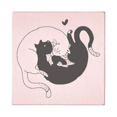 May and Berry Timbro in legno – gatti, 45 x 45 mm