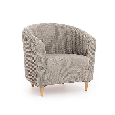 Maxicovers | Multi-Elastic Armchair Cover Belfast Light Grey – 1 Seater Convertible Armchair Cover – Elastic Armchair Cover with 3 Sponges for a More Precise Fit – Cover for Armchair or Armchair