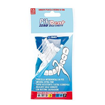 Pikdent Zero Spazi Stretti - Forcelle Interdentali con nastro in PTFE - Comode Come Lo Stuzzicadenti, Efficaci Come il Filo Interdentale - 15 Forcelle