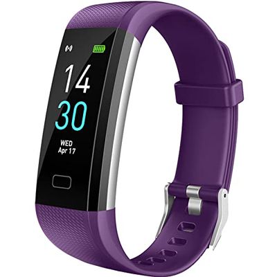 Jmamba Fitnesstracker, 20 stuks, waterdicht, IP68, met stappenteller, hartslagmeter, calorieënteller, slaapmonitor, activiteitentracker, paars