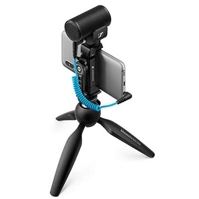 Sennheiser MKE 200 + kit mobile, microfono direzionale da montare sulla videocamera con morsetto per smartphone e mini treppiede Manfrotto PIXI, 509256