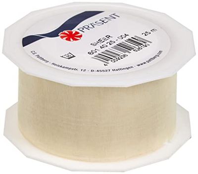 C.E. PATTBERG SHEER Cinta regalo de organza color crema, 25 m cinta decorativa para envolver regalos, 40 mm de ancho, cinta para decoración y manualidades versátiles y creativas