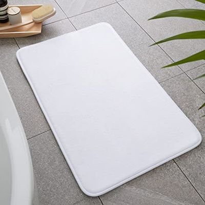 Catherine Lansfield Tapis de Bain antibactérien en Mousse à mémoire de Forme Blanc BR/55661/W/BMAT/WH