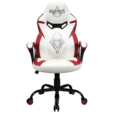 Subsonic Assassin'S Creed Gaming Stoel Of Kantoorstoel, Pop Gamer Stoel Voor Kinderen, Comfortabele Schommelstoel, Geïntegreerde Hoofdsteun En Armleuningen, Ergonomische, In Hoogte Verstelbaar, Wit