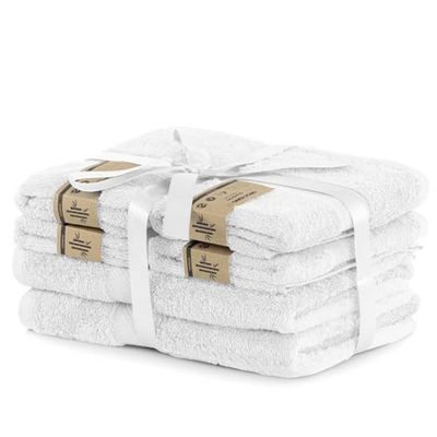 DecoKing Set of 6 White Cotton 4 Hand Towels 50 x 100 cm and 2 Bath Towels 70 x 140 cm Bath Towels Bamboo Viscose Absorbent Antibacterial Bamboo Bamby White