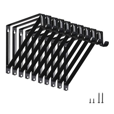 HOME MASTER HARDWARE Lot de 10 supports pour étagère de placard robuste et supports de tringle - Support mural avec crochet - Support noir de 26,7 cm avec vis