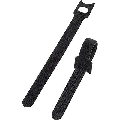 Basetech STD-150 - Fascetta stringitubo con chiusura in velcro per gruppare parti in velluto, 150 mm x 13 mm, 10 pezzi, colore: Nero