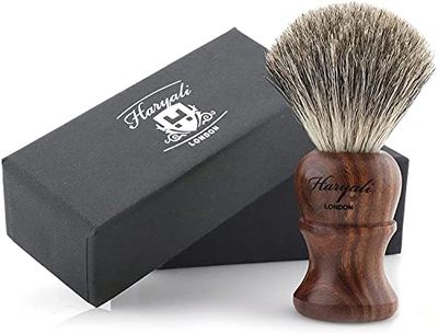 Negro Puro Tasa de Pelo de los Hombres Depilación Cepillo con Rosa Puro Mango de Madera