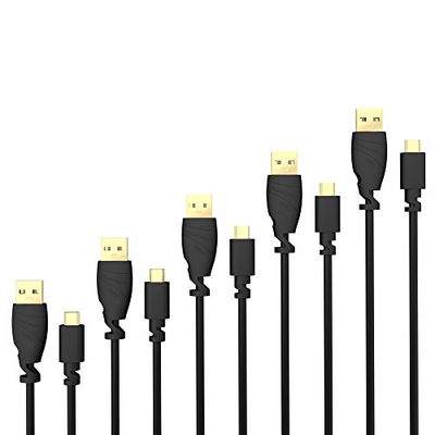 KabelDirekt – 5 x 1m Cavo Micro USB (USB 2.0, connettore USB A a connettore Micro USB B, per la Carica e la Sincronizzazione, Nero), TOP Series