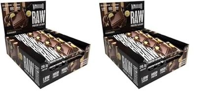 Warrior Raw Protein Flapjacks – 12 Bars x 75g Each – Packed with 20g of Protein – Low Sugar, High in Fibre (Double Chocolate) (Pack of 2)