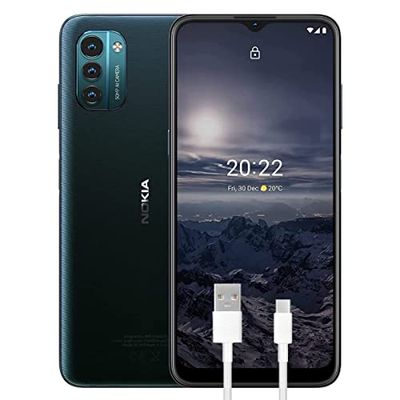 Nokia G21 - Smartphone 4G 128GB, 4GB RAM, 90Hz HD+, Tripla Camera 50 Mp, Batteria 5050 mAh, Ricarica Rapida, Dual Sim, Versione con Cavo USB Type-C Aggiuntivo 1m, Blu (Nordic Blue), Display 6.5"