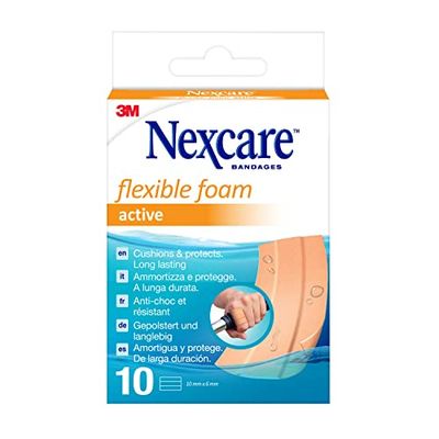 Nexcare Active Flexibele schuimstrips, 6 cm x 10 cm, 10 stuks