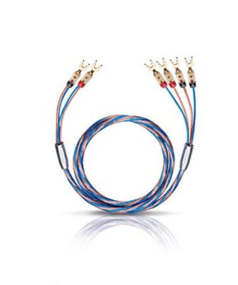 Oehlbach Bi-Tech 4 L 200 - luidsprekerkabelset Bi-wiring verzilverd 2x2,5/2x4,0 mm² met kabelschoenconnector - 2 x 2 m - blauw/koper