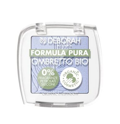 Deborah Eyeshadow Mono Organic Formula Pure Colour No. 06 Sky Blue, with Ingredients 100% Natural Origin, Vegan and Animal Friendly